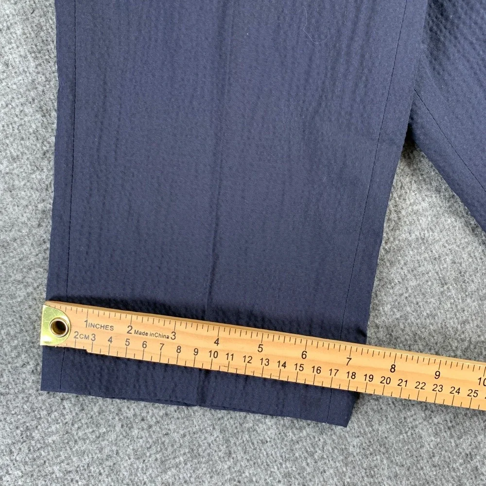 Polo Ralph Lauren Seersucker Pants Men 32x27 Navy Blue Old Money Side Straps
